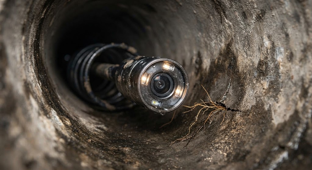 Acoustic ground sensor and electromagnetic tracer locating underground water service pipe leak in Deptford